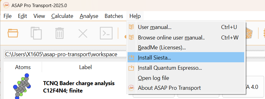 Help --> Install SIESTA
