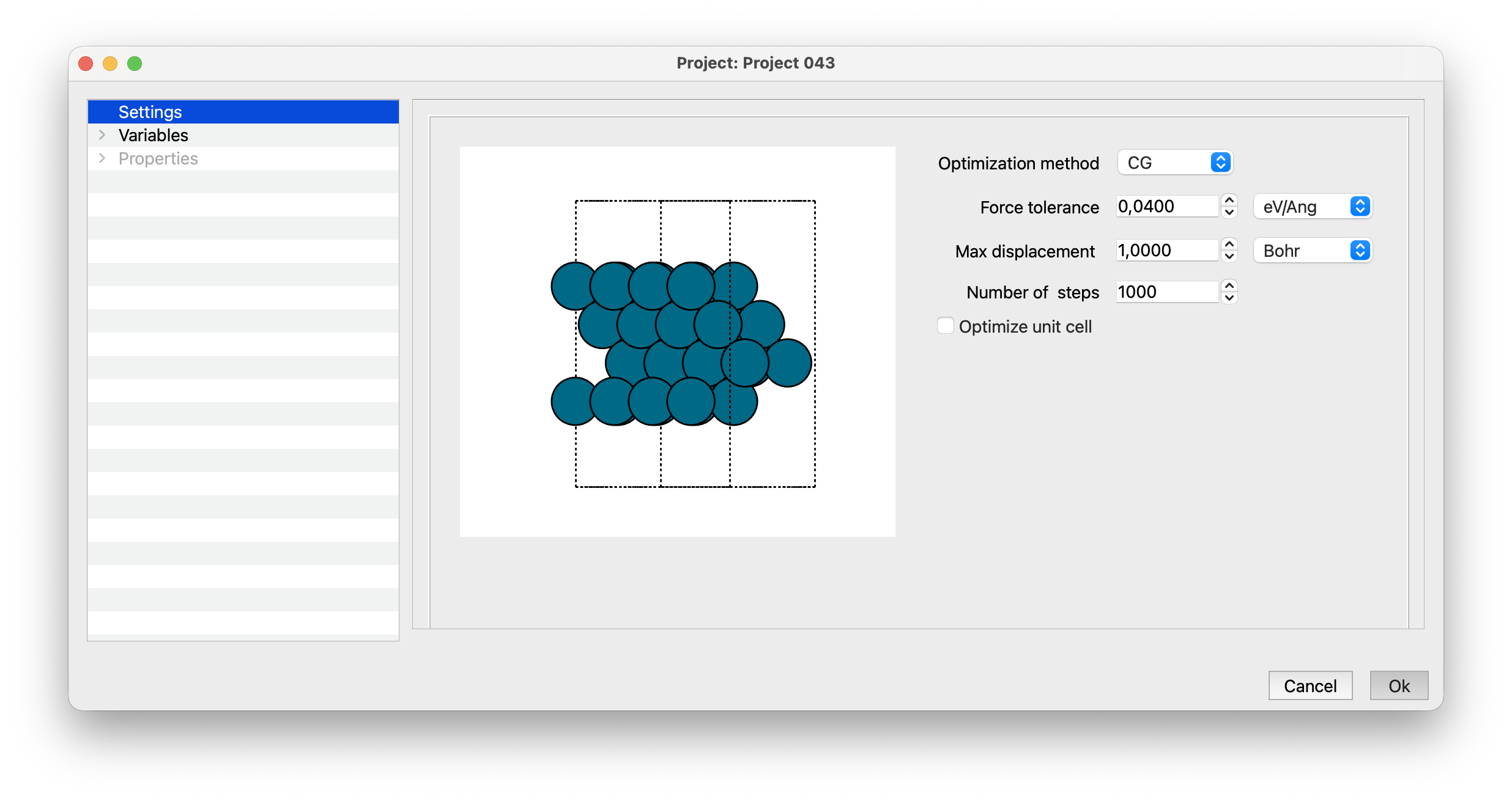 Workflow SIESTA only geom param widget